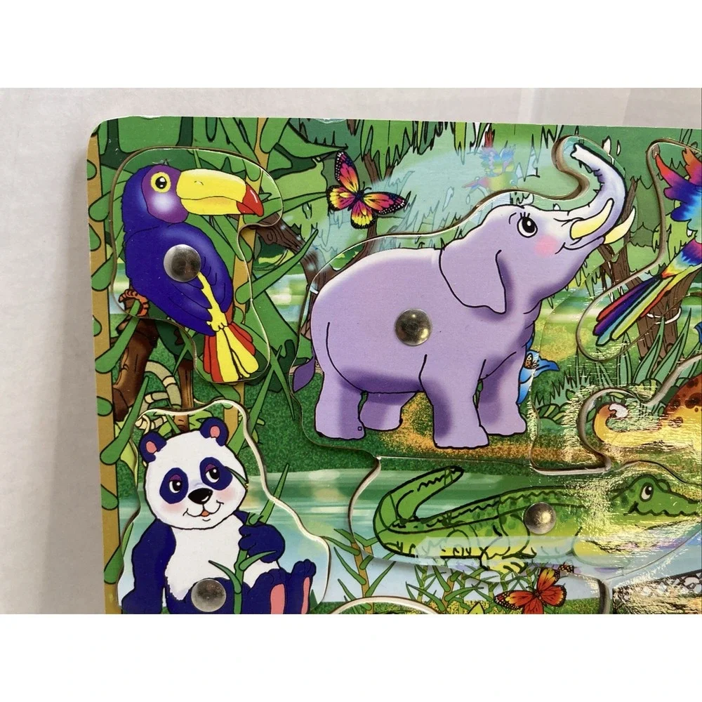 Safari Jungle Wooden Toddler‎ Chunky Puzzle 11 Piece 2005 Forever Toys